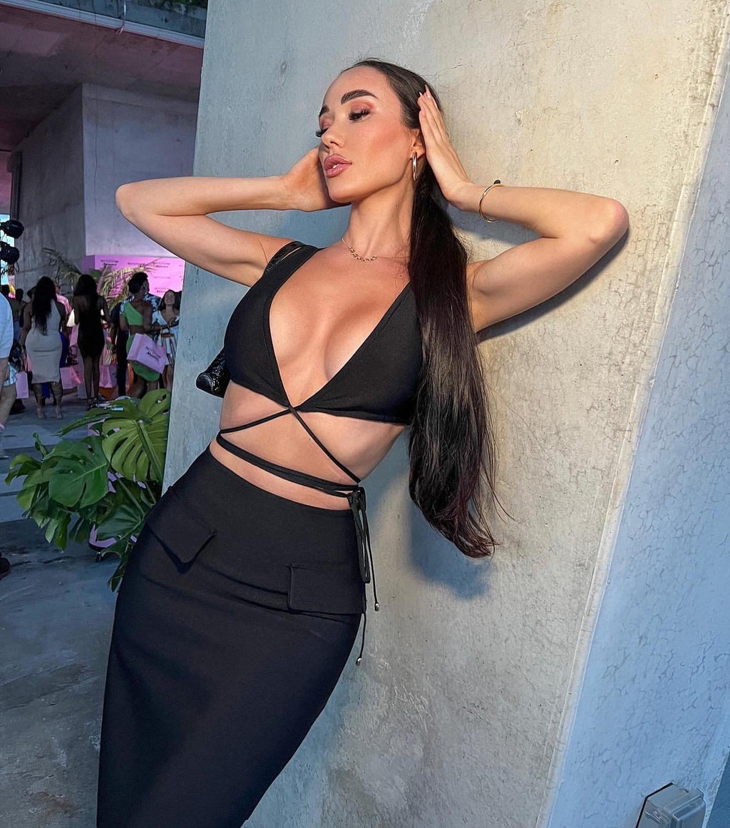 Women's Fashion Wrapped Chest Strap Dress aclosy