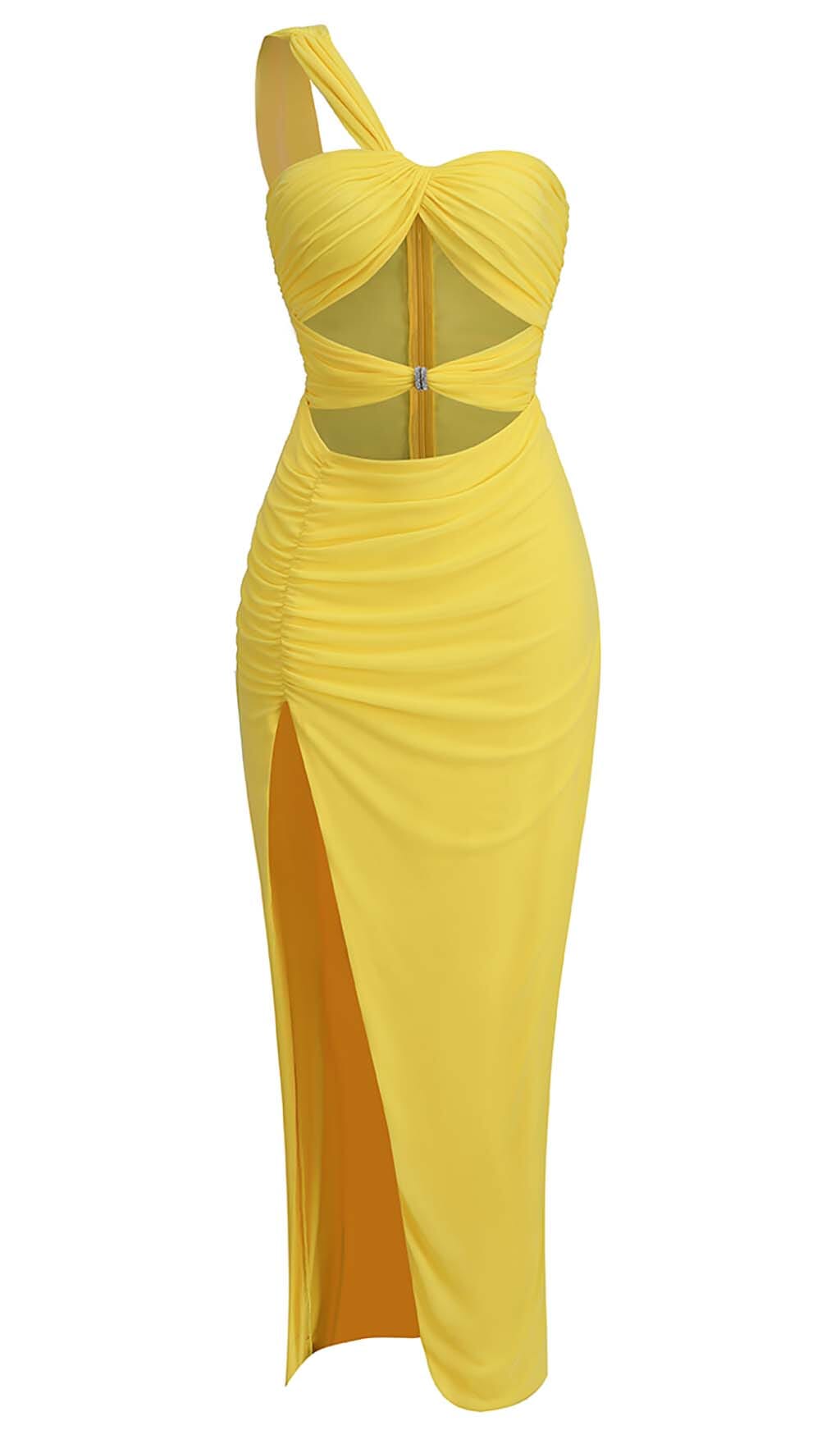 Yella Elegant Cutout One Shoulder Wedding Party Dress Aclosy