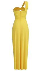 Yella Elegant Cutout One Shoulder Wedding Party Dress Aclosy