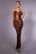 Champagne Gold Sequin Celeb Dress aclosy