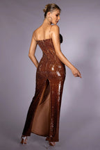 Champagne Gold Sequin Celeb Dress aclosy
