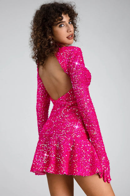 Eleska Backless Sequins Party Dress