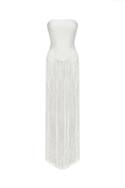 Alara Fringe Sleeveless Strapless Tassel Bandage Bodysuit