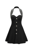 Chic Halter Mini Party Dress-Black