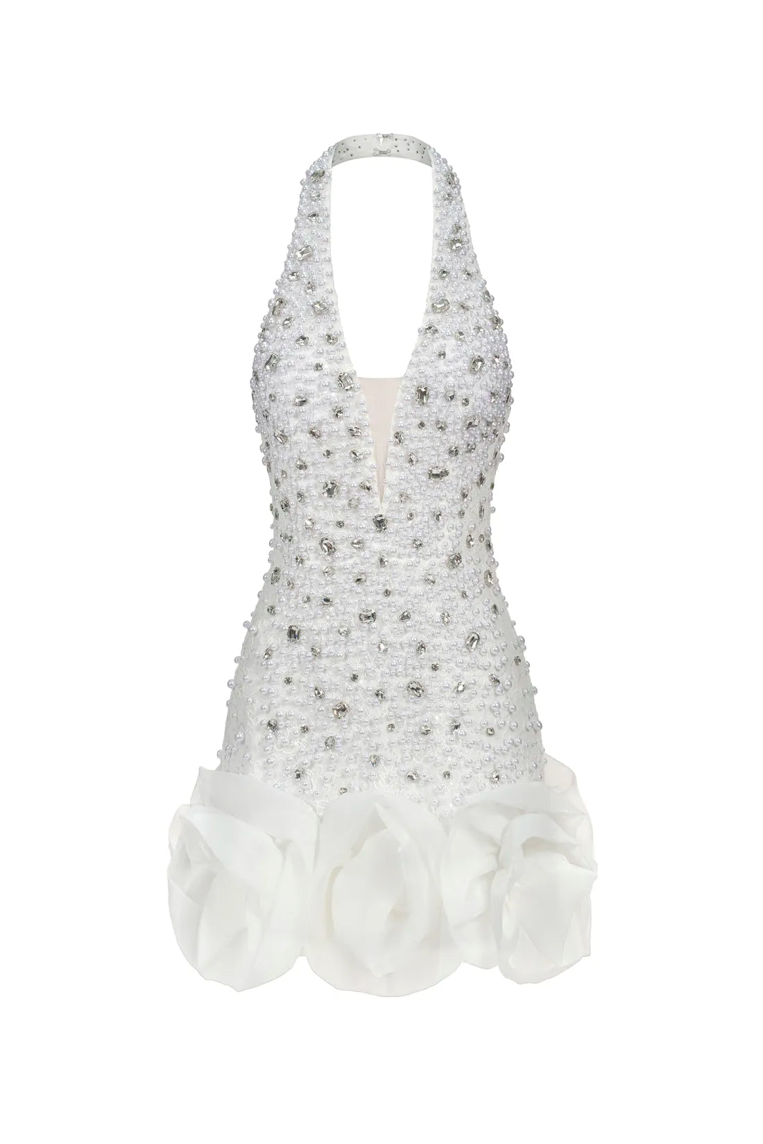 ALANA MINI WHITE RHINESTONE DRESS