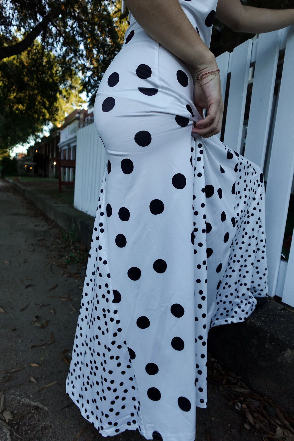 Backless Halter Neck Polka Dot Maxi Dress
