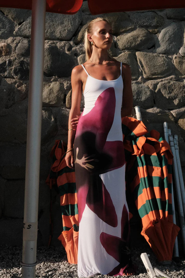 Women's Fashionable Elegant Floral Print Slim Strap Dress Aclosy