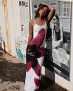 Women's Fashionable Elegant Floral Print Slim Strap Dress Aclosy