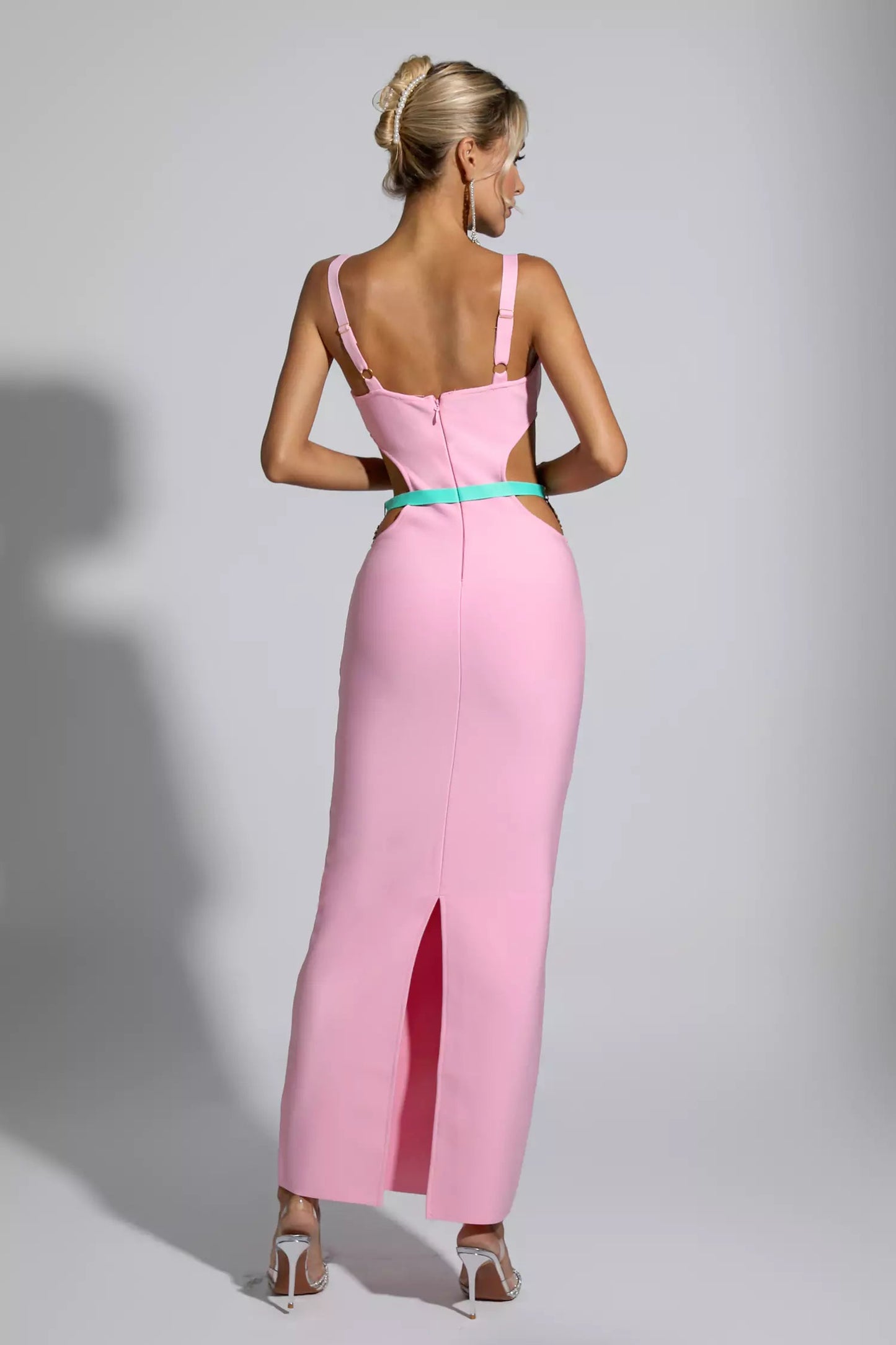 Women's Contrast Panelled Sling Halter A-Line Skirt aclosy