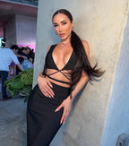 Women's Fashion Wrapped Chest Strap Dress aclosy