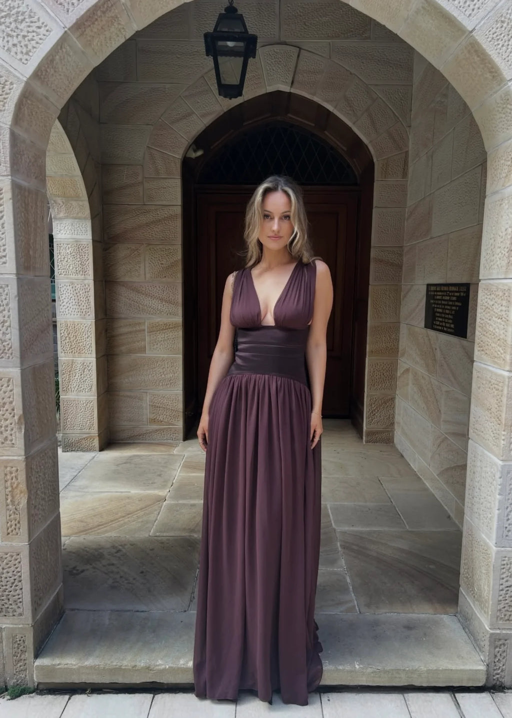 Maelle Draped Chiffon Maxi Dress