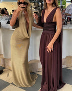 Maelle Draped Chiffon Maxi Dress