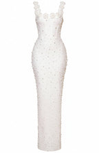 Elegant Floral Beaded Bandage Maxi Dress