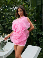 Aluya Oblique Shoulder Elegant Dress