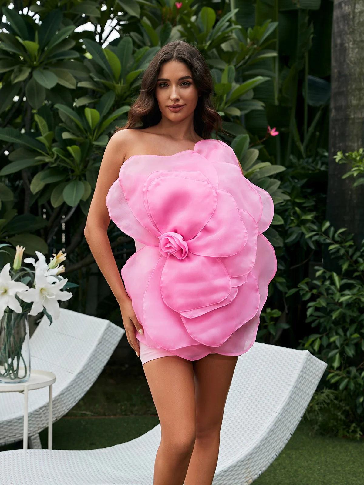 Aluya Oblique Shoulder Elegant Dress