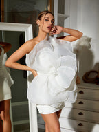 Aluya Oblique Shoulder Elegant Dress