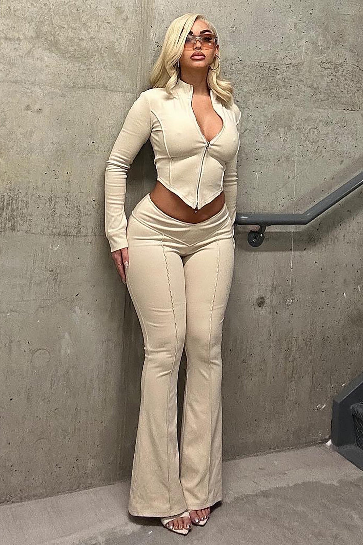 High Waist Bootcut Pants Two-piece Set