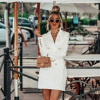 Long Sleeve Deep V-neck Elegant Suit Double Breasted Thickened Shoulder Blazer aclosy