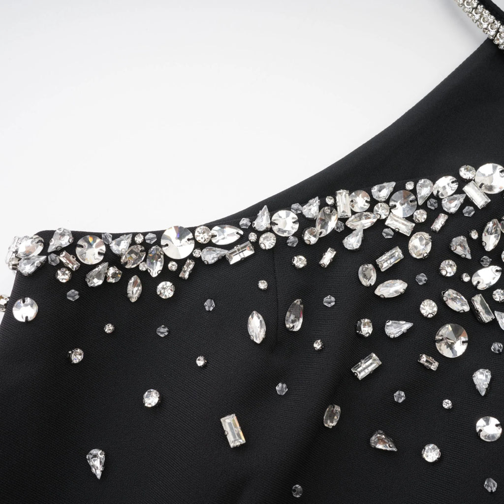 Slantria black embellished mini dress