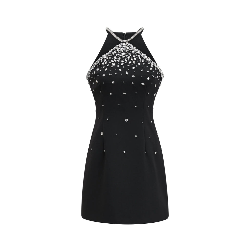 Slantria black embellished mini dress