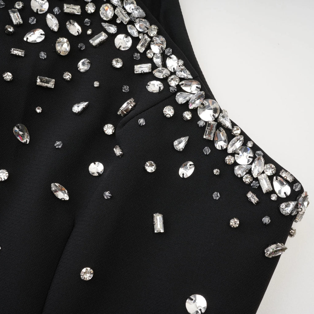 Slantria black embellished mini dress