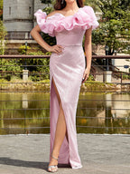 Women's Elegant Fashion Backless Strapless Long Type Sequins Dress Aclosy