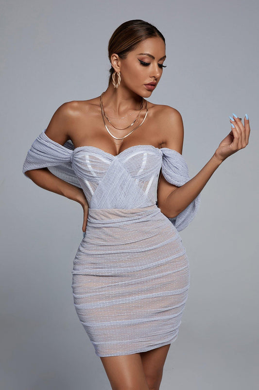 Off-the-shoulder Waist Tulle Dress Aclosy