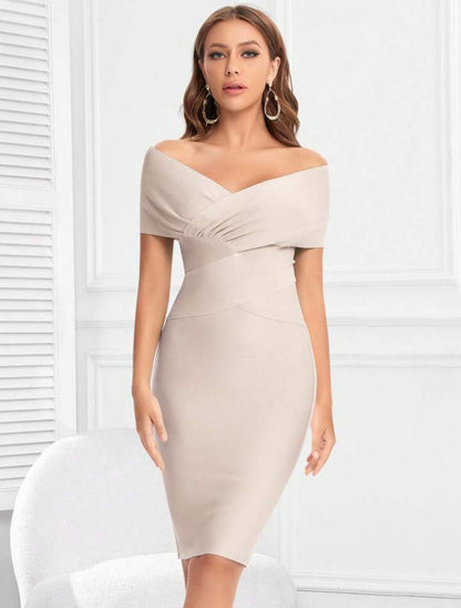 Meiga Off Shoulder Bandage Dress aclosy