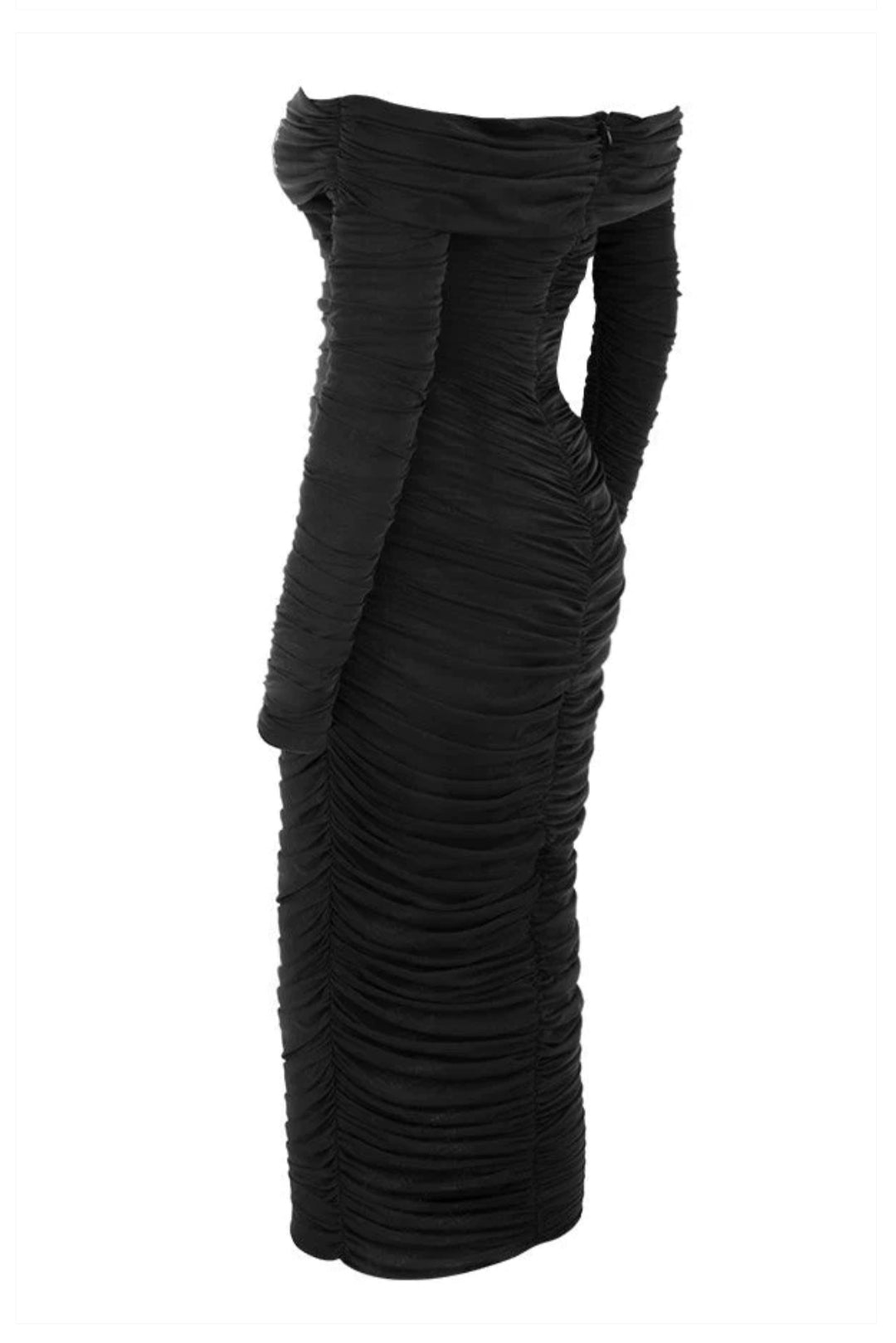 Ruched Off Shoulder Midi Dress aclosy