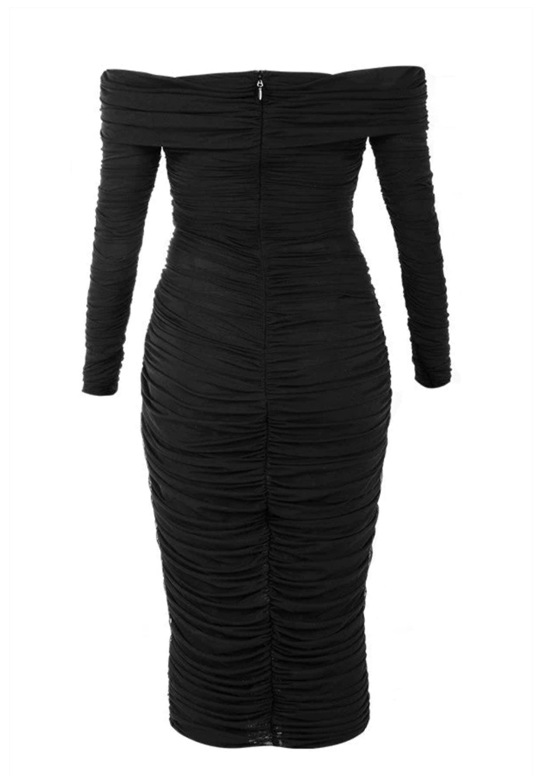 Ruched Off Shoulder Midi Dress aclosy