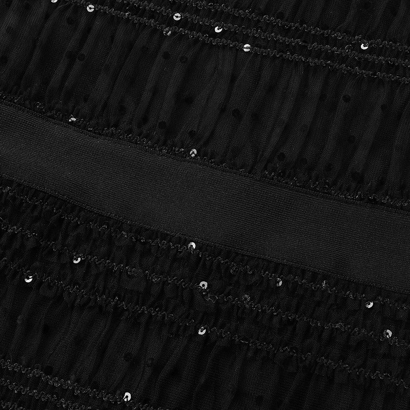 Polka Dot Black Mesh Midi Dress