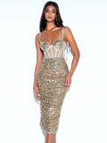 Women's Suspender Dress Elegant Sequins aclosy