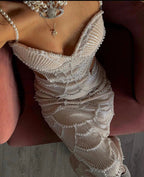 Hollow-out Camisole Beads Banquet Evening Dress (Copy) Aclosy