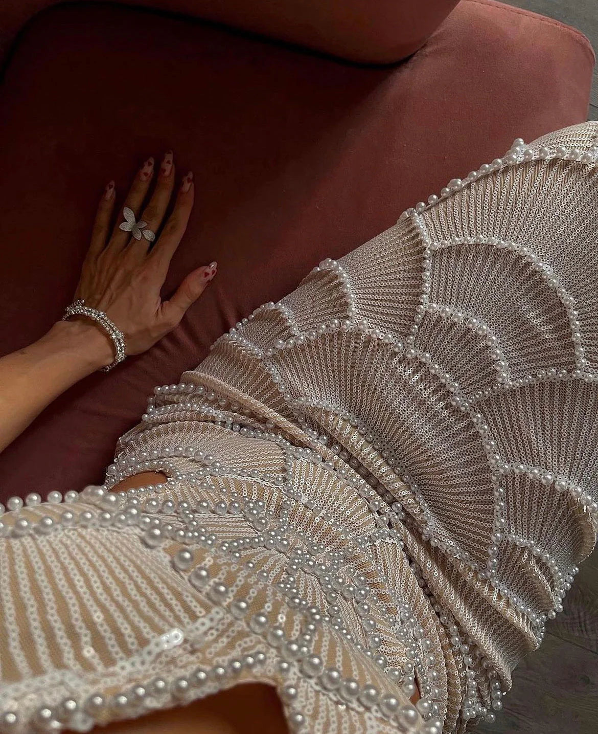 Hollow-out Camisole Beads Banquet Evening Dress (Copy) Aclosy