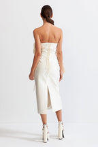 Stereo Cutting Large Flower Stitching Elegant Cold-shoulder Sleeveless Formal Dress Aclosy