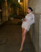 Sequin Feather Heavy Industry Foam Beads Dress Aclosy