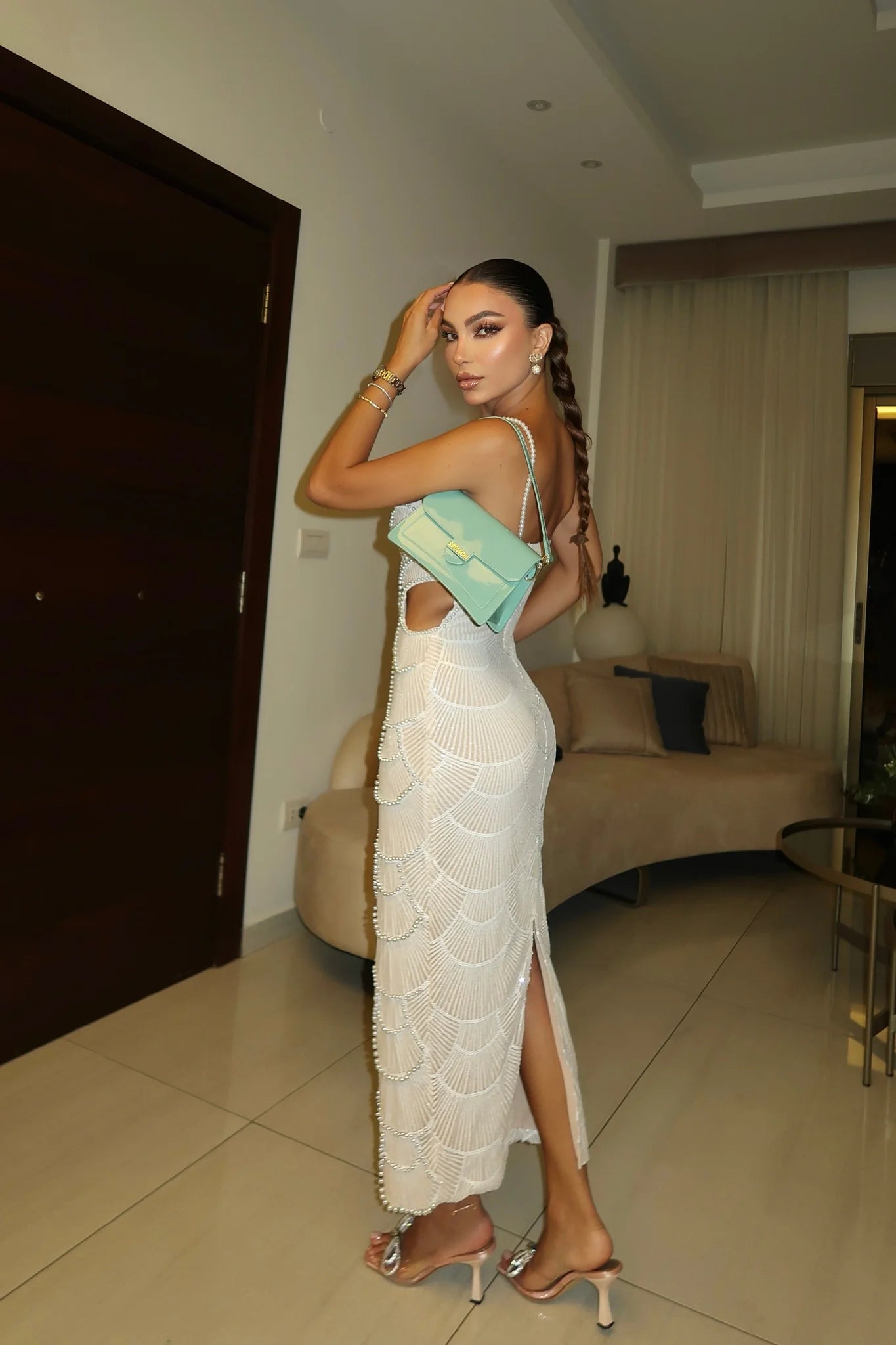 Hollow-out Camisole Beads Banquet Evening Dress (Copy) Aclosy