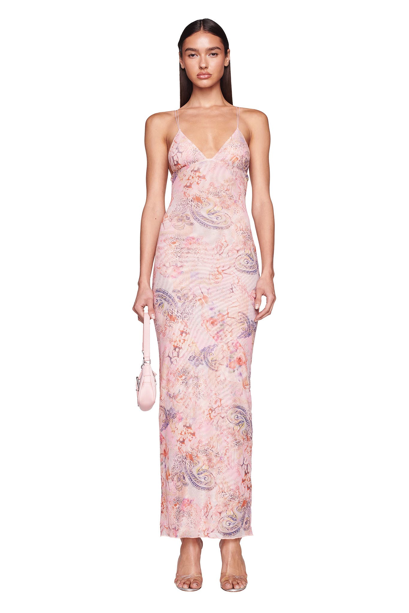 Floral Satin Backless Dress aclosy