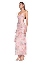 Floral Satin Backless Dress aclosy