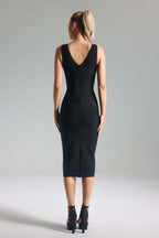 Venaly Rhinestone Bandage Black Dress