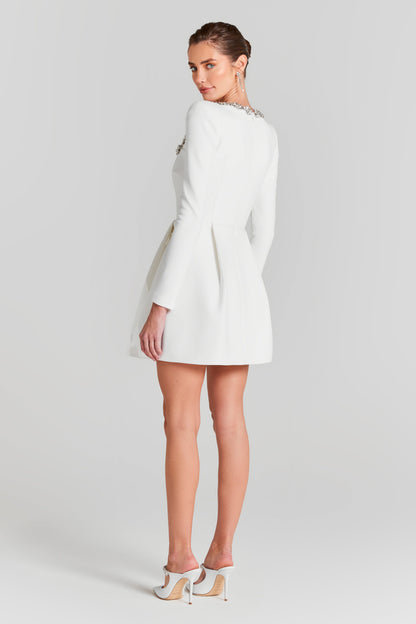 Selya White Mini Gorg Dress