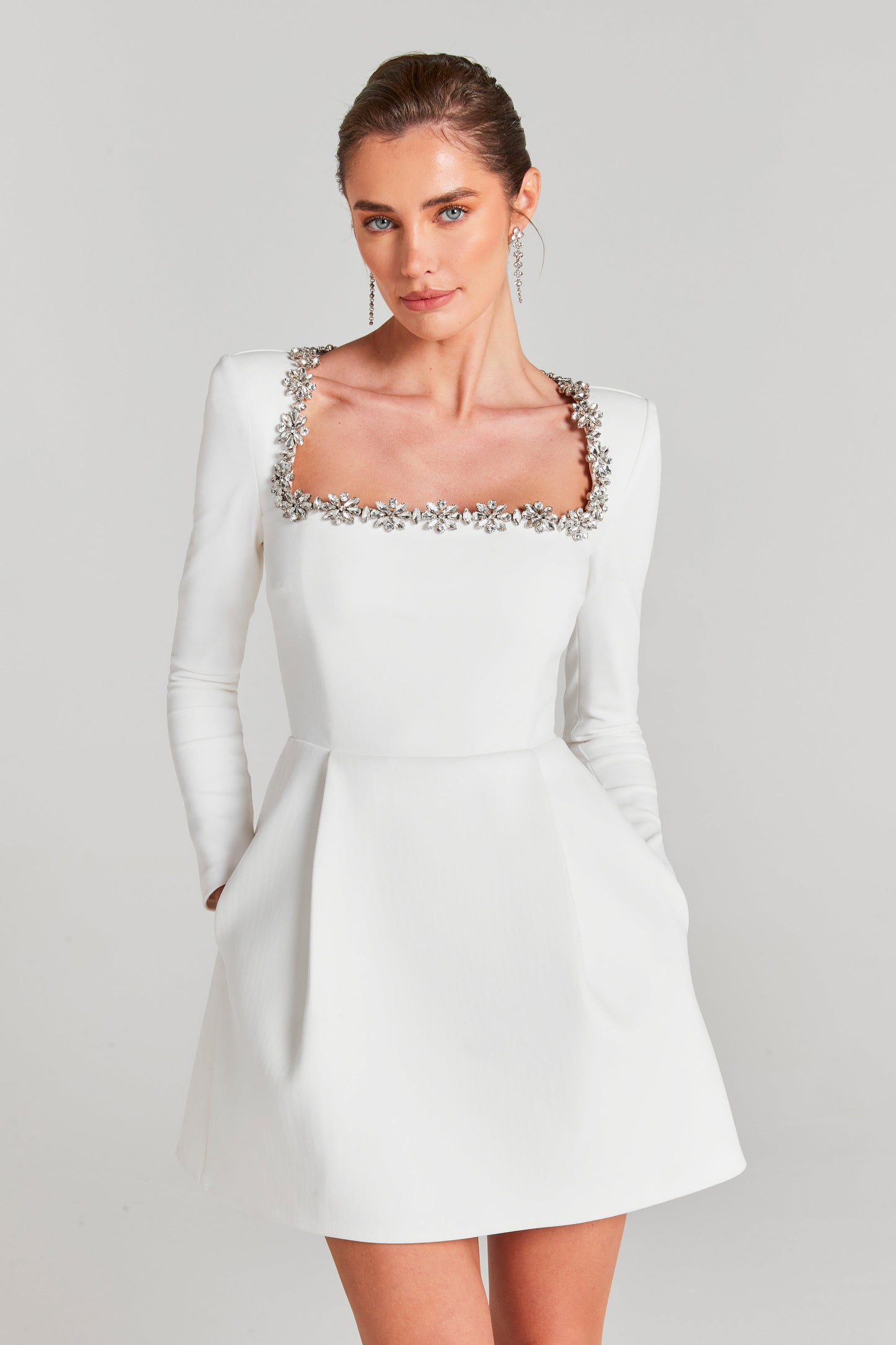 Selya White Mini Gorg Dress