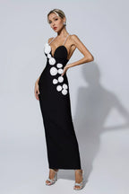 Limited Pearl Flowers Elegant Celeb Dress Aclosy