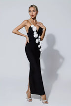 Limited Pearl Flowers Elegant Celeb Dress Aclosy