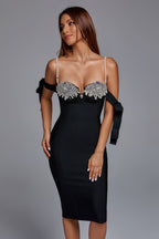 Pearl And Diamond Chest Cup Bandage Dress aclosy