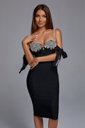 Pearl And Diamond Chest Cup Bandage Dress aclosy