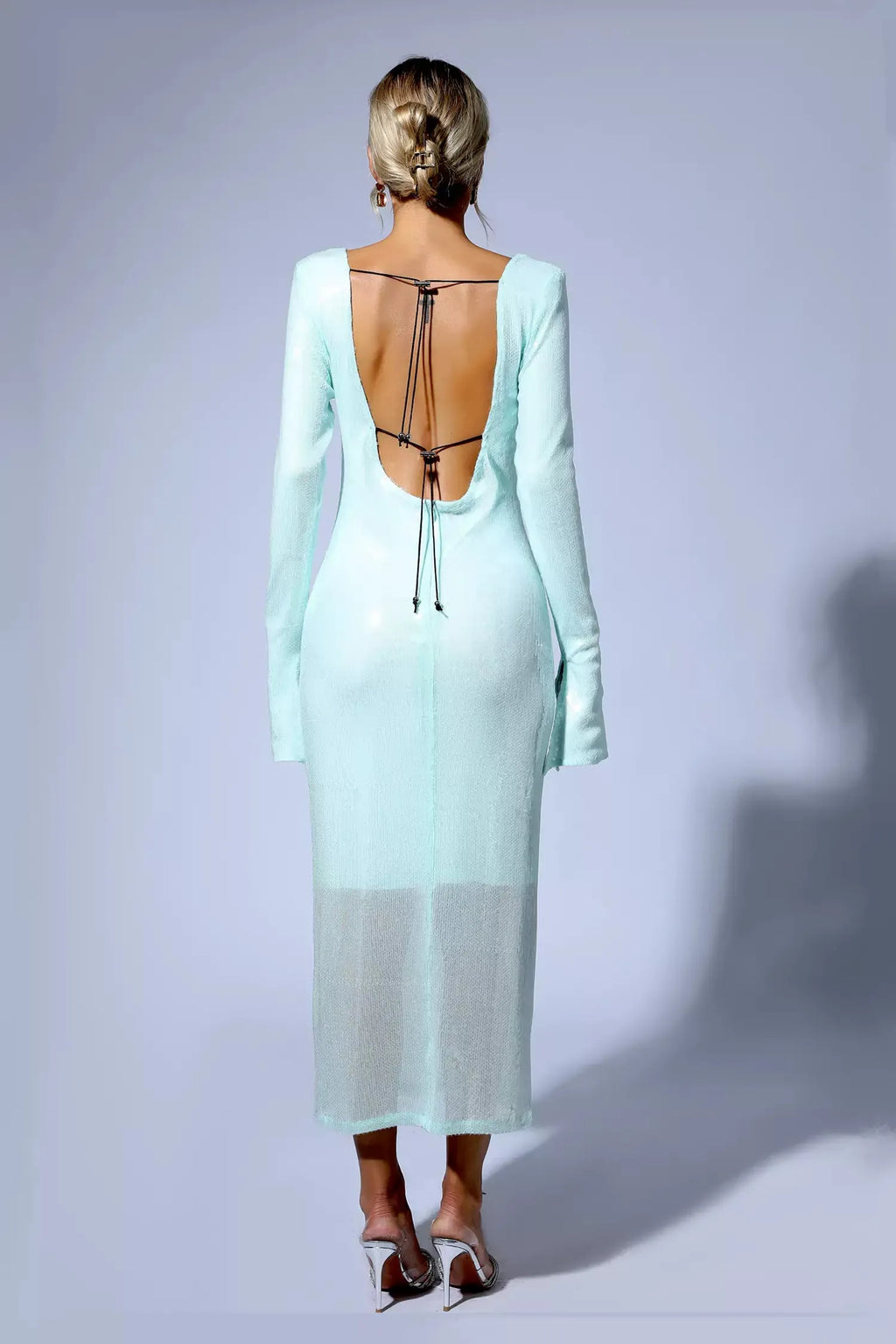 Galiva Sequined V-neck Backless Cutout Dress