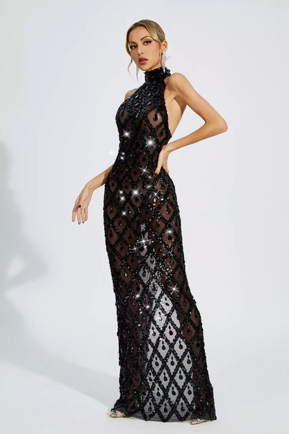 Alyia Shiny Rhinestone Evening Party Dress