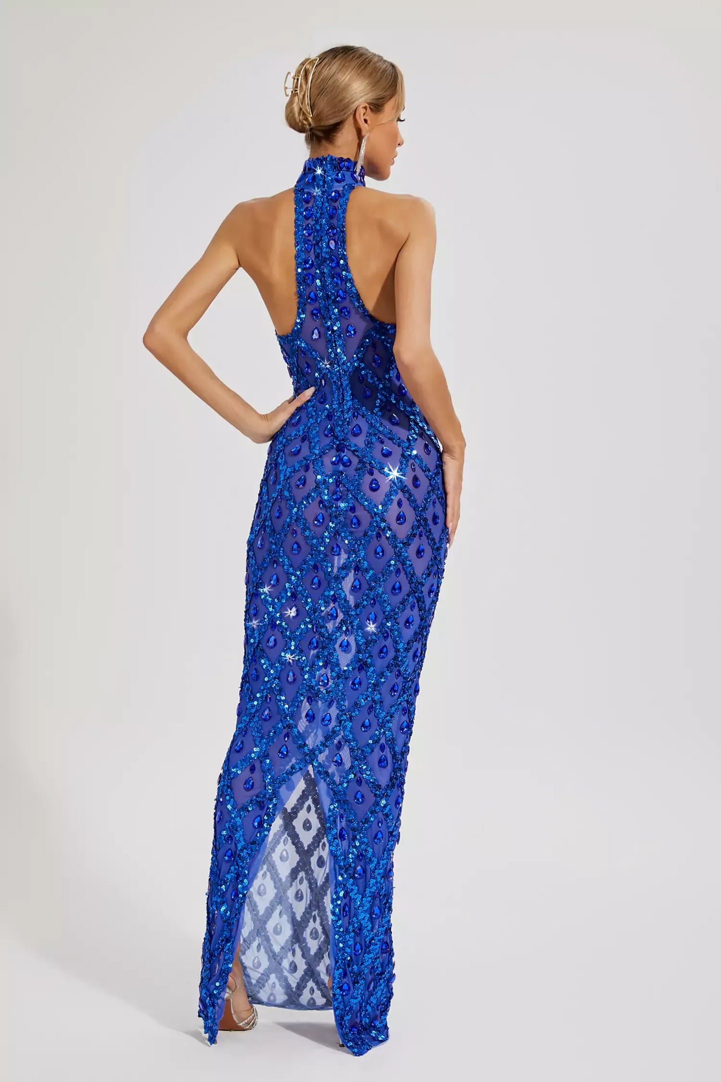 Alyia Shiny Rhinestone Evening Party Dress