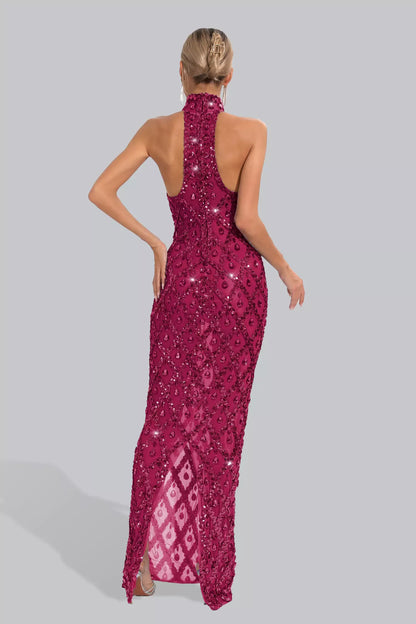 Alyia Shiny Rhinestone Evening Party Dress